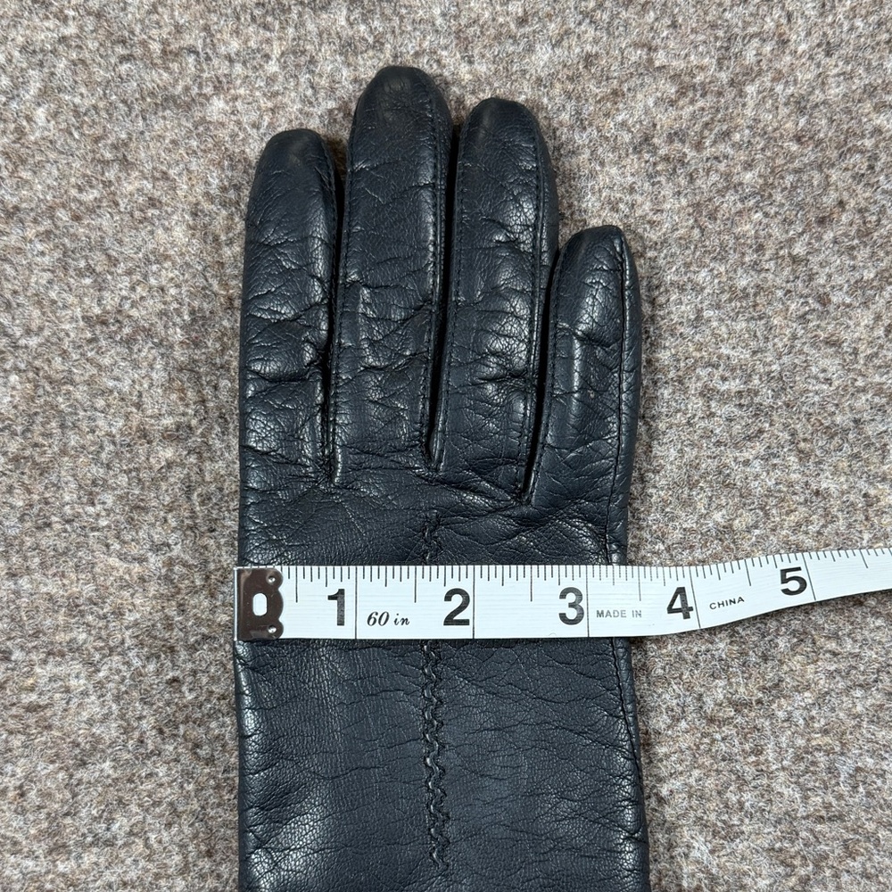 Vintage Fownes Black Genuine Leather Driving Gloves Lined Women’s Size 7.5 M/L - Picture 7 of 7